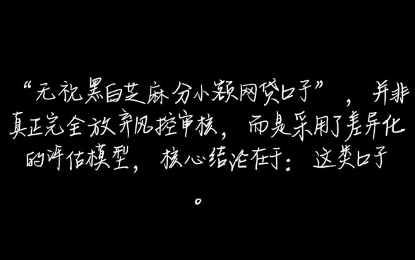 无视黑白芝麻分小额网贷口子解析