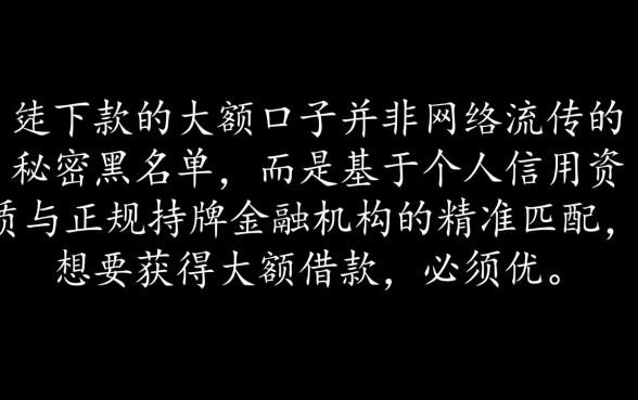 能下款的大额口子大家都说说啊