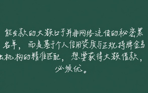 能下款的大额口子大家都说说啊