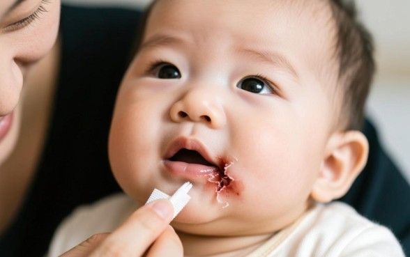 宝宝下颚磕破口子是怎么清创的