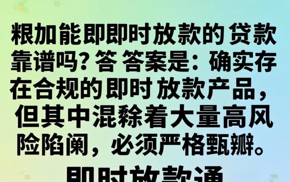 真的能即时放款的贷款靠谱吗