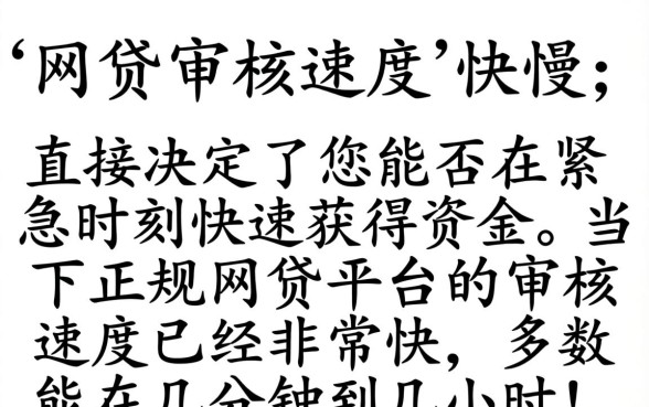 下款快的网贷审核速度怎么样