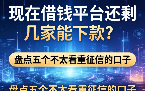 现在借钱平台还剩几家能下款？盘点五个不太看重征信的口子