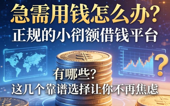 急需用钱怎么办？正规的小额度借钱平台有哪些？这几个靠谱选择让你不再焦虑