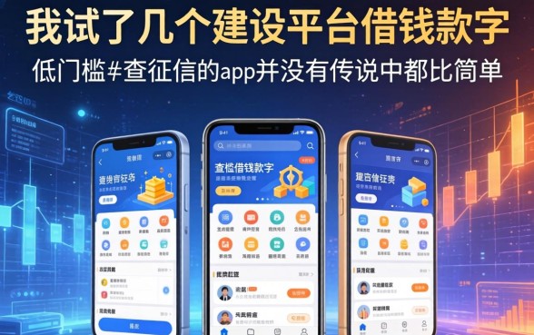 我试了几个建设平台借钱软件，发现低门槛不查征信的app并没有传说中那么简单