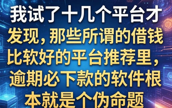 我试了十几个平台才发现，那些所谓的借钱比较好的平台推荐里，逾期必下款的软件根本就是个伪命题