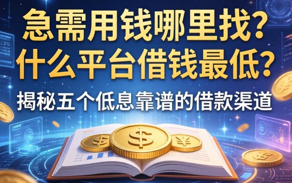 急需用钱哪里找？什么平台借钱最低？揭秘五个低息靠谱的借款渠道