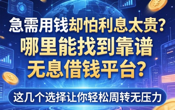 急需用钱却怕利息太贵？哪里能找到靠谱的无息借钱平台？这几个选择让你轻松周转无压力