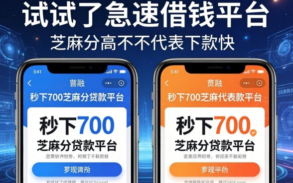 我试了急速借钱平台和秒下700芝麻分贷款平台，发现芝麻分高并不代表下款快