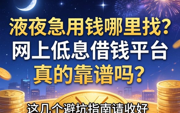 深夜急用钱哪里找？网上低息借钱平台真的靠谱吗？这几个避坑指南请收好