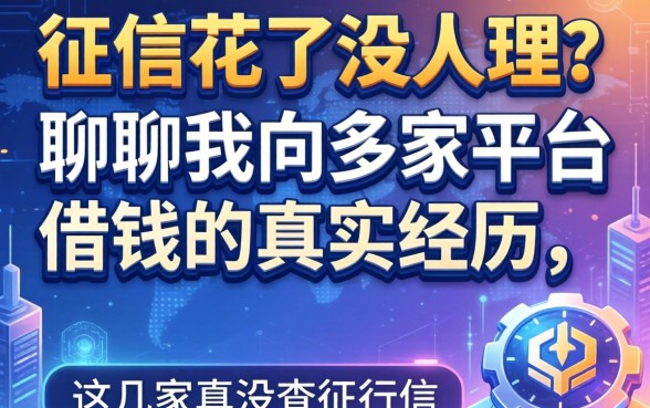 征信花了没人理？聊聊我向多家平台借钱的真实经历，这几家真没查征信