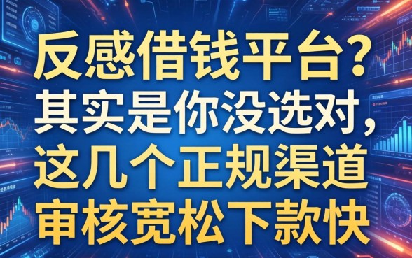 反感借钱平台？其实是你没选对，这几个正规渠道审核宽松下款快