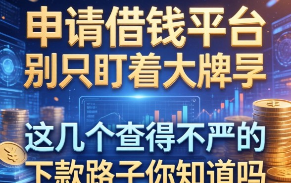 申请借钱平台别只盯着大牌子，这几个查得不严的下款路子你知道吗