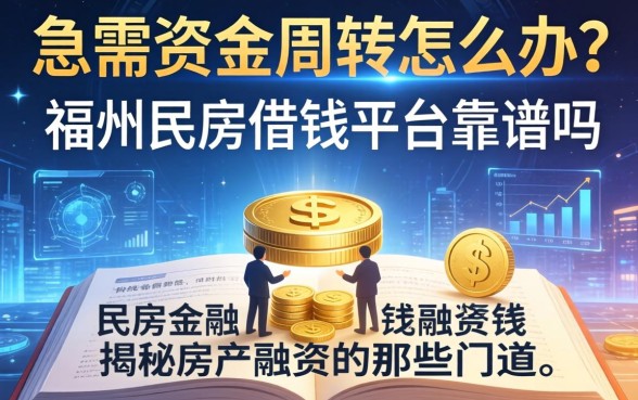 急需资金周转怎么办？福州民房借钱平台靠谱吗？揭秘房产融资的那些门道