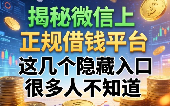 揭秘微信上正规借钱平台：这几个隐藏入口很多人不知道