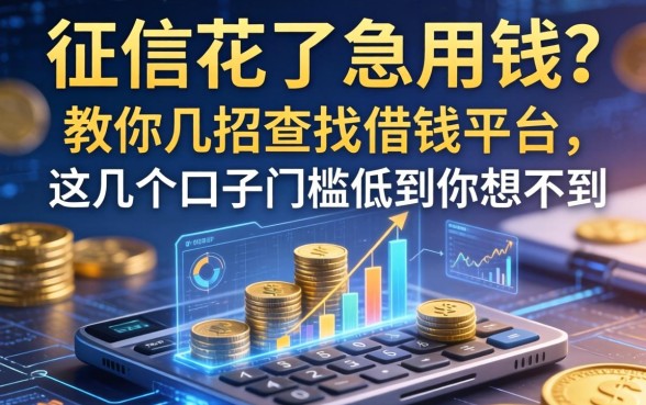 征信花了急用钱？教你几招查找借钱平台，这几个口子门槛低到你想不到