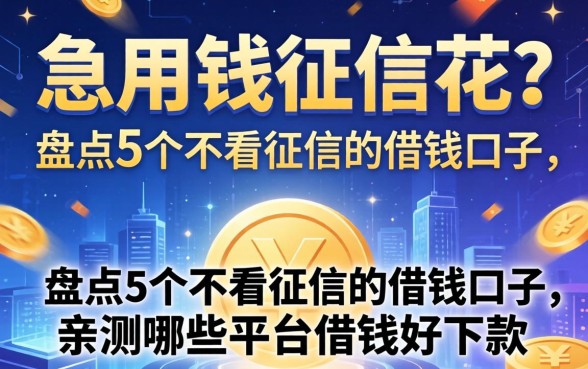 急用钱征信花？盘点5个不看征信的借钱口子，亲测哪些平台借钱好下款