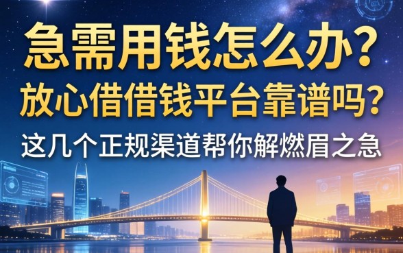 急需用钱怎么办？放心借借钱平台靠谱吗？这几个正规渠道帮你解燃眉之急