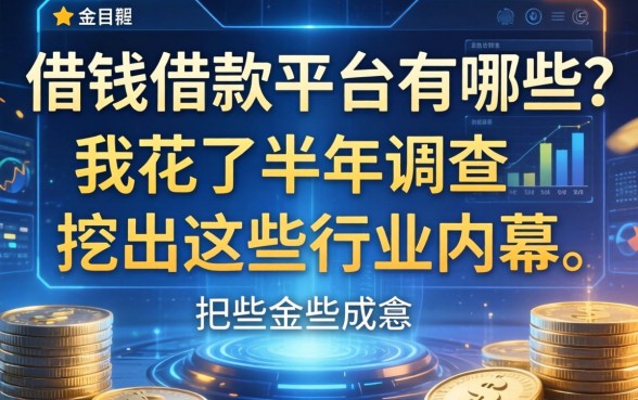 借钱借款平台有哪些？我花了半年调查，挖出这些行业内幕