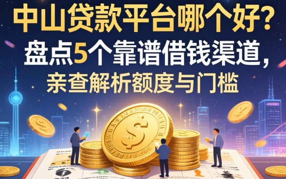 中山贷款平台哪个好？盘点5个靠谱借钱渠道，亲测解析额度与门槛