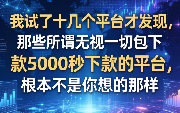我试了十几个平台才发现，那些所谓无视一切包下款5000秒下款的平台，根本不是你想的那样