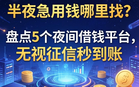 半夜急用钱哪里找？盘点5个夜间借钱的平台，无视征信秒到账