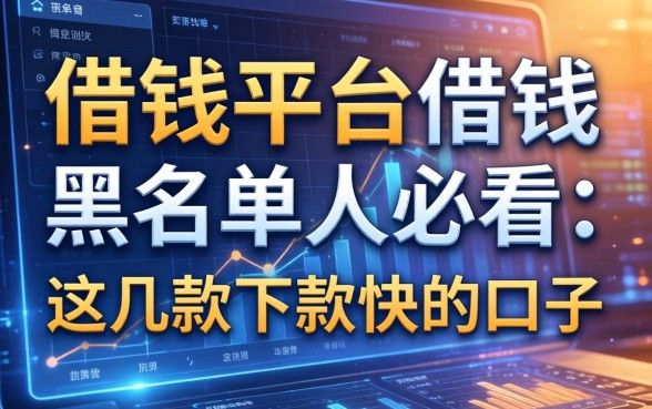 借钱平台借钱黑名单人必看：这几款下款快的口子