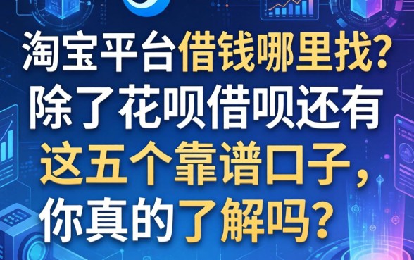淘宝平台借钱哪里找？除了花呗借呗还有这五个靠谱口子，你真的了解吗？