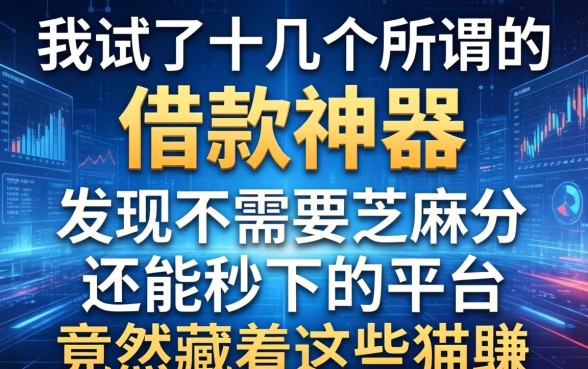 我试了十几个所谓的借款神器，发现不需要芝麻分还能秒下的平台竟然藏着这些猫腻