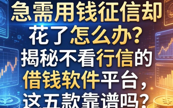 急需用钱征信却花了怎么办？揭秘不看征信的借钱软件平台，这五款靠谱吗？