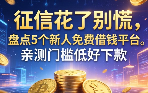 征信花了别慌，盘点5个新人免费借钱平台，亲测门槛低好下款