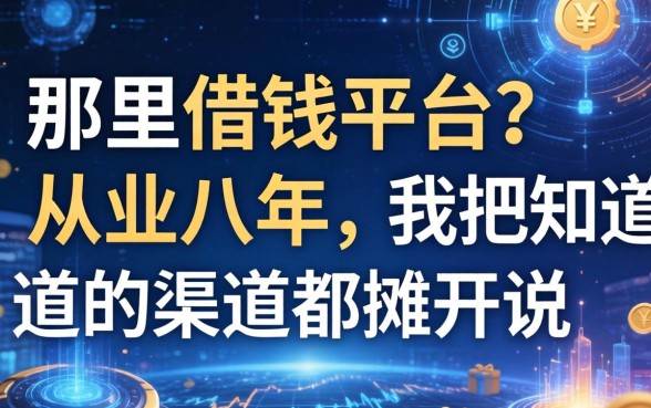 那里有借钱平台？从业八年，我把知道的渠道都摊开说