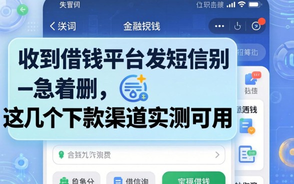 收到借钱平台发短信别急着删，这几个下款渠道实测可用
