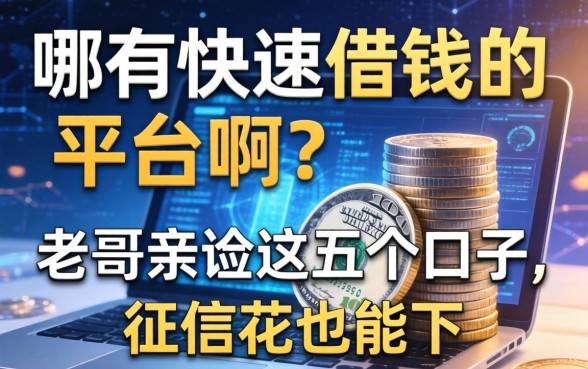 哪有快速借钱的平台啊？老哥亲测这五个口子，征信花也能下