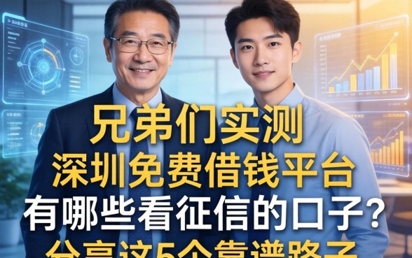 兄弟们实测：深圳免费借钱平台有哪些不看征信的口子？分享这5个靠谱路子