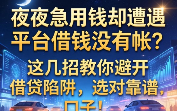 深夜急用钱却遭遇平台借钱没有帐？这几招教你避开借贷陷阱，选对靠谱口子！