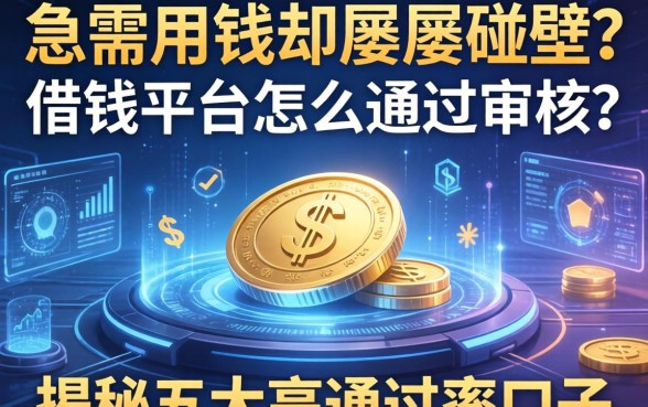 急需用钱却屡屡碰壁？借钱平台怎么通过审核？揭秘五大高通过率口子
