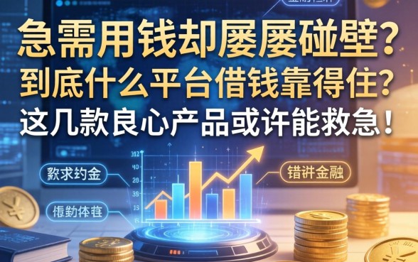 急需用钱却屡屡碰壁？到底什么平台借钱靠得住？这几款良心产品或许能救急！