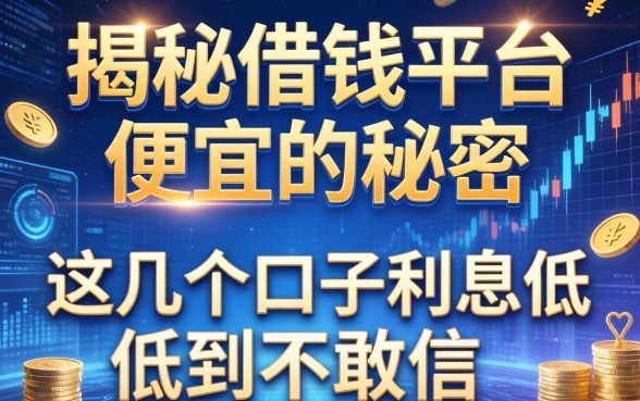 揭秘借钱平台便宜的秘密，这几个口子利息低到不敢信