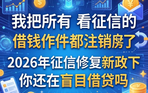 我把所有不看征信的借钱软件都注销了，2026年征信修复新政下你还在盲目借贷吗