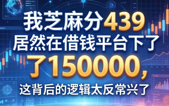 我芝麻分439居然在借钱平台下了150000，这背后的逻辑太反常识了