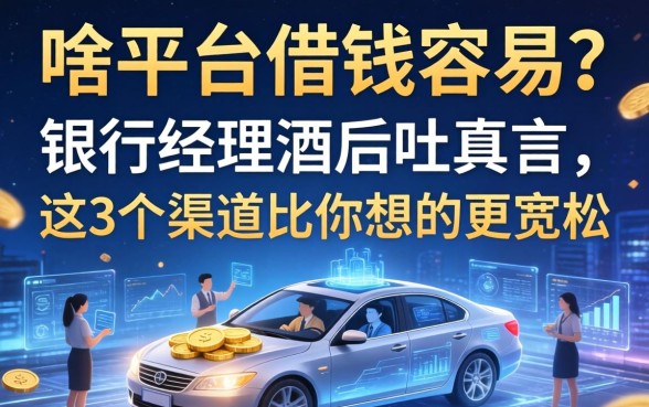 啥平台借钱容易？银行经理酒后吐真言，这3个渠道比你想的更宽松