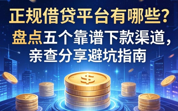 正规借钱平台有哪些？盘点五个靠谱下款渠道，亲测分享避坑指南