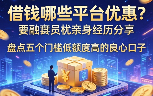 借钱哪些平台优惠？亲身经历分享，盘点五个门槛低额度高的良心口子