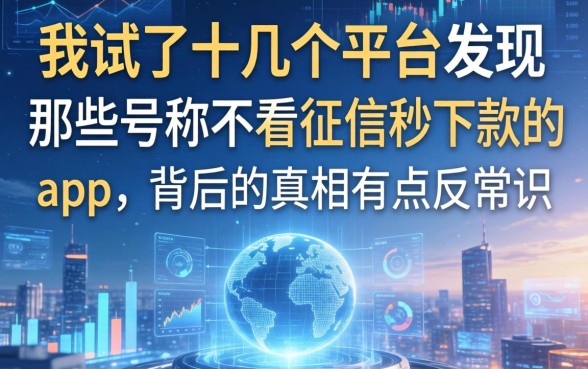 我试了十几个平台，发现那些号称不看征信秒下款的app，背后的真相有点反常识