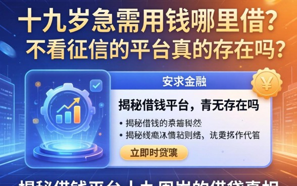十九岁急需用钱哪里借？不看征信的平台真的存在吗？揭秘借钱平台十九周岁的借贷真相