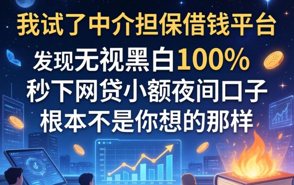 我试了中介担保借钱平台，发现无视黑白100%秒下网贷小额夜间口子根本不是你想的那样