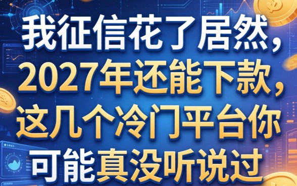我征信花了居然在2027年还能下款，这几个冷门平台你可能真没听说过