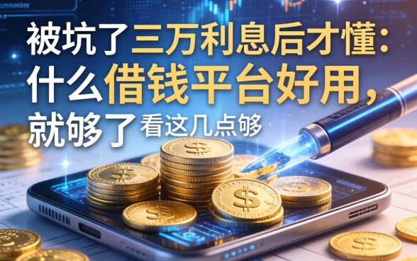 被坑了三万利息后才懂:什么借钱平台好用,看这几点就够了