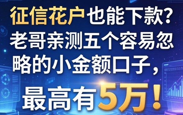 征信花户也能下款？老哥亲测五个容易忽略的小额口子，最高有5万！